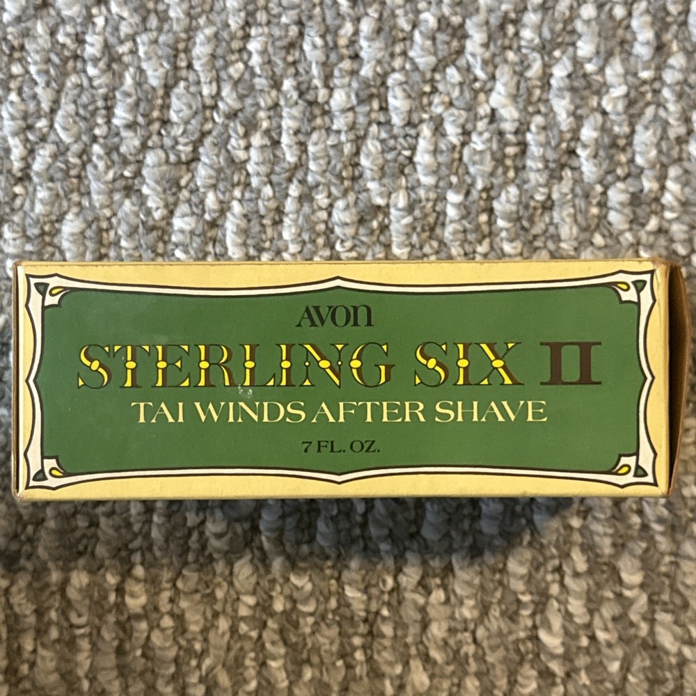 Avon Sterling Six II Green Car Tai Winds After Shave 7oz Vtg Bottle Box NIB - Picture 2 of 6